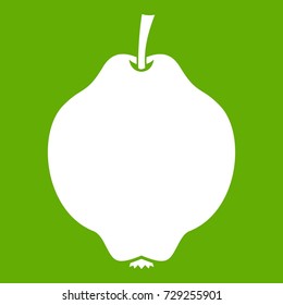 Quince fruit icon white isolated on green background. Vector illustration