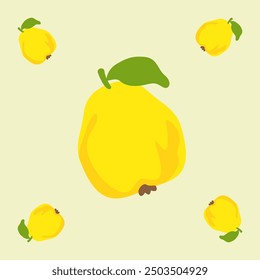 quince fruit seamless for pattern fabric, simple quince fruit cute repeat in square background, illustration fruit pattern wallpaper