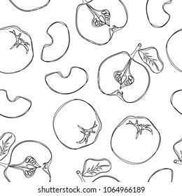 Quince hand draw seamless pattern on isolated white background. Vector illustration