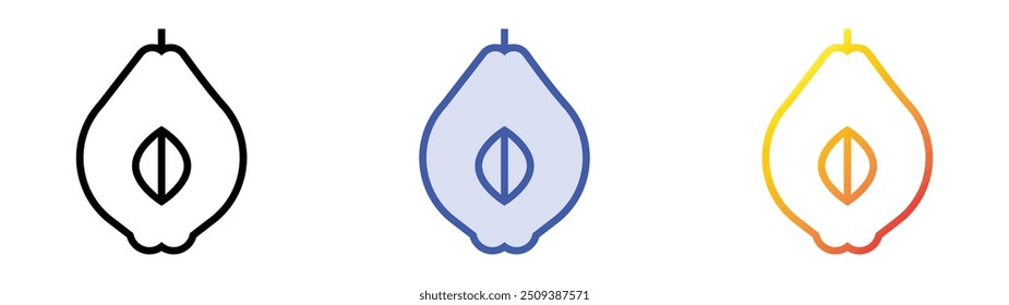 quince icon. Linear, Blue Fill and Gradient Style Design Isolated On White Background