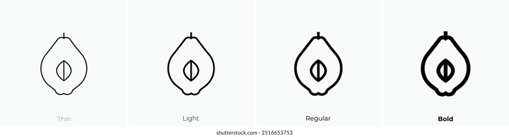 quince icon. Thin, Light Regular And Bold style design isolated on white background