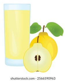 Quince juice with whole quince and a half , vector