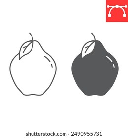 Quince line and glyph icon, fresh and fruit, quince vector icon, vector graphics, editable stroke outline sign, eps 10