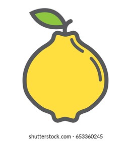 Quince line icon, fruit and diet, vector graphics, a colorful linear pattern on a white background, eps 10.