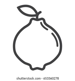 Quince line icon, fruit and diet, vector graphics, a linear pattern on a white background, eps 10.