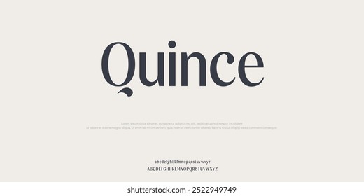 Quince minimalista Fuentes de alfabeto moderno. Tipografía minimalista neón urbano digital fashion futuro logotipo creativo fuente. Ilustración vectorial