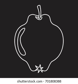 Quince in outline style icon vector illustration for design and web isolated on black background. Quince vector object for label and logo