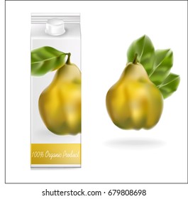 Quince, Packing for juice, on white background, vector, illustration