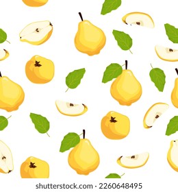 Quince seamless pattern, Vector background.