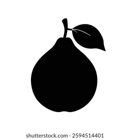 Quince Silhouette Vector Art | Black and White Quince Fruit Illustration Design