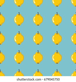 Quince vector seamless pattern. Cartoon fruit stylish texture. Repeating quince fruit seamless pattern background for friut design