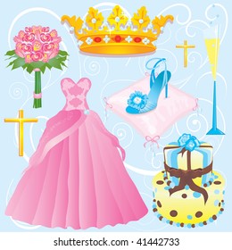 Quinceanera clip art elements for a girls 15th party, Sweet Sixteen party or wedding