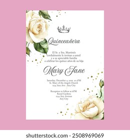 Quinceanera Crown Spanish Party Invitation