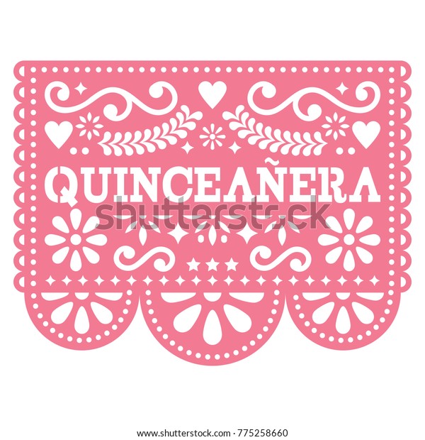 Quinceanera Papel Picado Vector Design Mexican Stock Vector