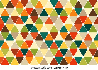 Quincunx Seamless Triangle Pattern Vector With Retro Color Palette