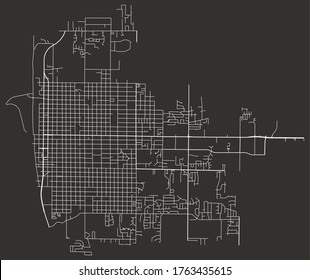 Quincy, Illinois, USA–urban city vector map with downtown and periphery, transport network, roads and highways 