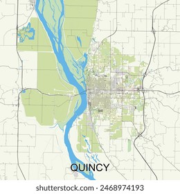 Quincy, Illinois, United States map poster art