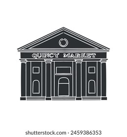 Quincy Market Icon Silhouette Illustration. Boston Vector Graphic Pictogram Symbol Clip Art. Doodle Sketch Black Sign.