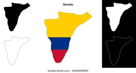 Quindio department outline map set