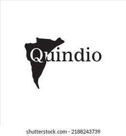 Quindio-Karte und schwarzes Buchstabendesign auf weißem Hintergrund