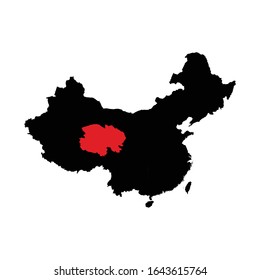 Quinghai province highlighted on China map Vector EPS 10