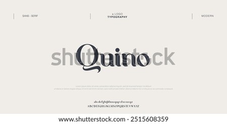 Quino Elegant Font Uppercase Lowercase and Number. Classic Lettering Minimal Fashion Designs. Typography modern Serif fonts regular decorative vintage concept.