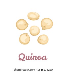 Quinoa seeds icon isolated on white background. Superfood vector illustration in cartoon simple flat style. Gluten free grain.