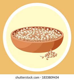 Quinoa Vegan Protein Food. Pile Of Mixed Raw Quinoa, Grain In Bowl Isolated On Yellow Background. Gluten Free Grain Vector Illustration In Cartoon Simple Flat Style. Superfood, Healthy Organic Food.