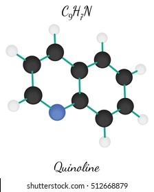 Quinoline C9H7N molecule isolated on white