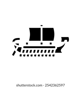 quinquereme ancient ship glyph icon vector. quinquereme ancient ship sign. isolated symbol illustration