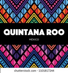 Quintana Roo, Mexican State; Colorful Embroidery Style Composition – Copy Space