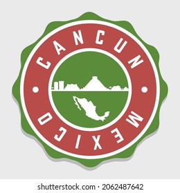 Cancún, Quintana Roo, Mexico Badge City Vector Seal. National Symbol Skyline Stamp Design Icon Label. 