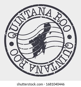Quintana Roo, Mexico Stamp Postal. A Map Silhouette Seal. Passport Round Design. Vector Icon Design Retro Travel.