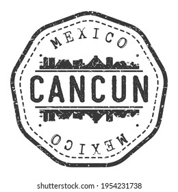 Cancún, Quintana Roo, Mexiko Stempel Skyline Postmark. Silhouette Postkarte. City Round Vector Icon. Vintage Postage Design.