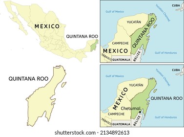 Quintana Roo Lage auf Karte von Mexiko