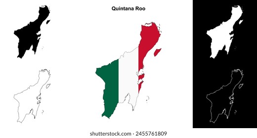 Quintana Roo state outline map set