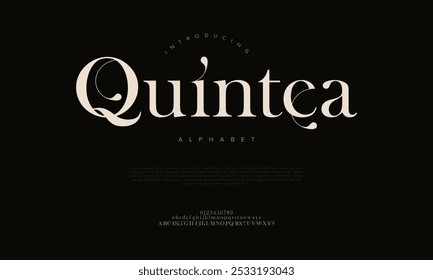 Quintea tipografia beleza moda elegante minimalista serif italic fontes decorativo casamento vintage retro logos. Logotipo de fonte de luxo mínimo alfabeto. Ilustração vetorial