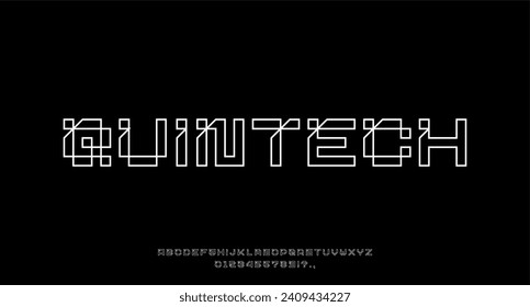 QUINTECH FONT VECTOR LINE OUTLINE UPPERCASE PIXEL BIT FUTURISTIC TECHNOLOGY EDITABLE