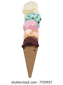 Quintuple Scoop Ice Cream Cone