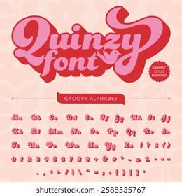 Quinzy groovy retro bold Font alphabet vector file