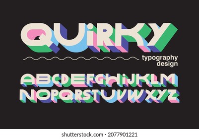 quirky 3d-Typografie-Designvektor, Illustration