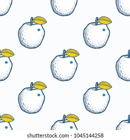 Quirky apple seamless pattern. Cartoon style pattern design.