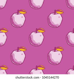 Quirky apple seamless pattern. Cartoon style pattern design.