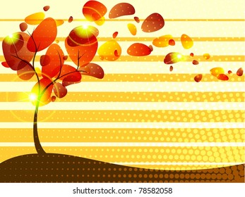 Quirky autumn tree background. Includes Transparencies (Eps10); jpg version also available