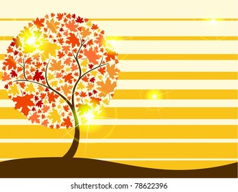 Quirky autumn tree background. Includes Transparencies (Eps10); jpg version also available
