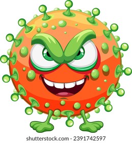 A quirky cartoon character depicting a monstrous bacteria germ virus