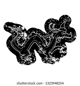 quirky cartoon distressed icon of a dragon wearing santa hat