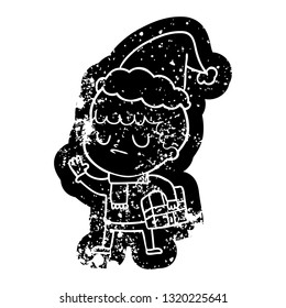 peculiar caricatura angustiado ícono de un niño gruñón con sombrero de santa