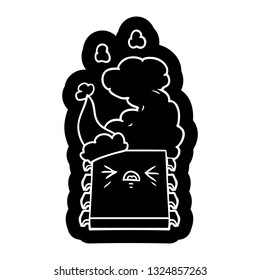 icono peculiar de dibujos animados de un chip de computadora sobrecalentado que lleva sombrero santa
