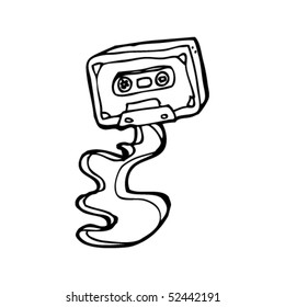 quirky cartoon of retro music cassette